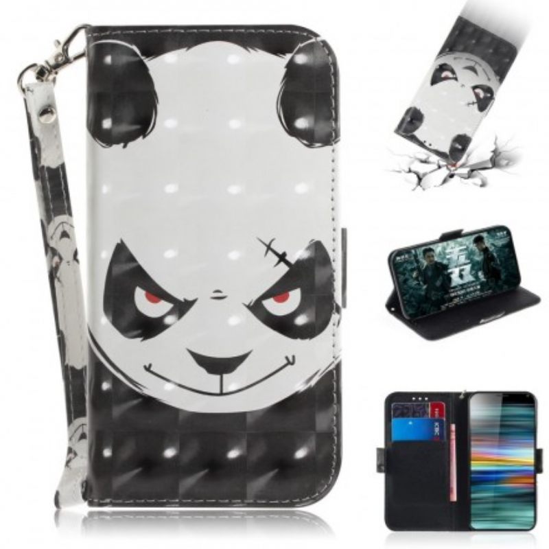 Kotelot Sony Xperia 10 Suojaketju Kuori Angry Panda Lanyardissa