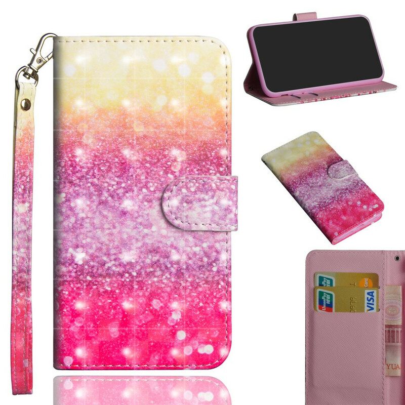 Flip Case Xiaomi Redmi Note 8 Pro Magenta Glitter Gradient