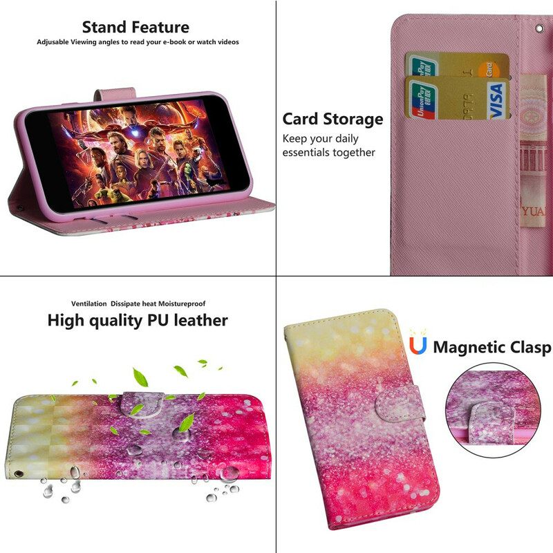 Flip Case Xiaomi Redmi Note 8 Pro Magenta Glitter Gradient