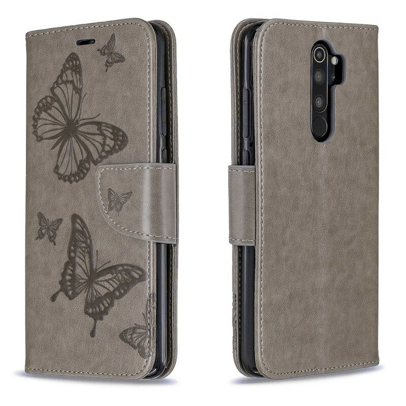 Flip Case Xiaomi Redmi Note 8 Pro Suojaketju Kuori Butterflies Painettu Hihna