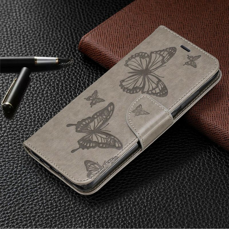 Flip Case Xiaomi Redmi Note 8 Pro Suojaketju Kuori Butterflies Painettu Hihna