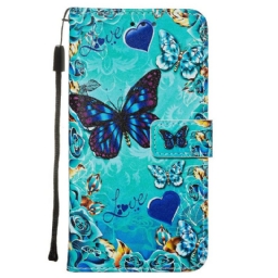 Flip Case Xiaomi Redmi Note 8 Pro Suojaketju Kuori Love Butterflies In Strap