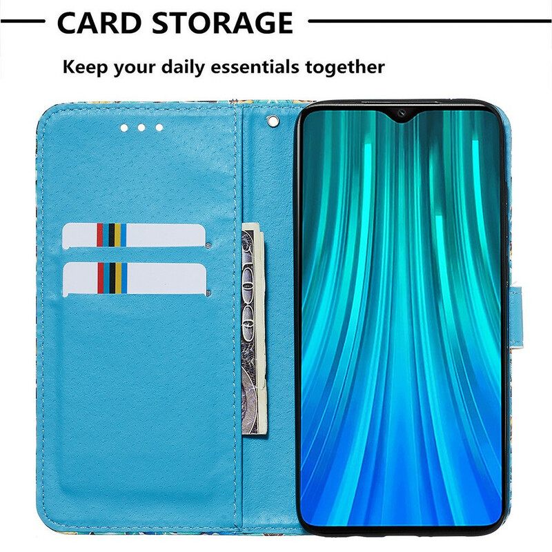 Flip Case Xiaomi Redmi Note 8 Pro Suojaketju Kuori Love Butterflies In Strap