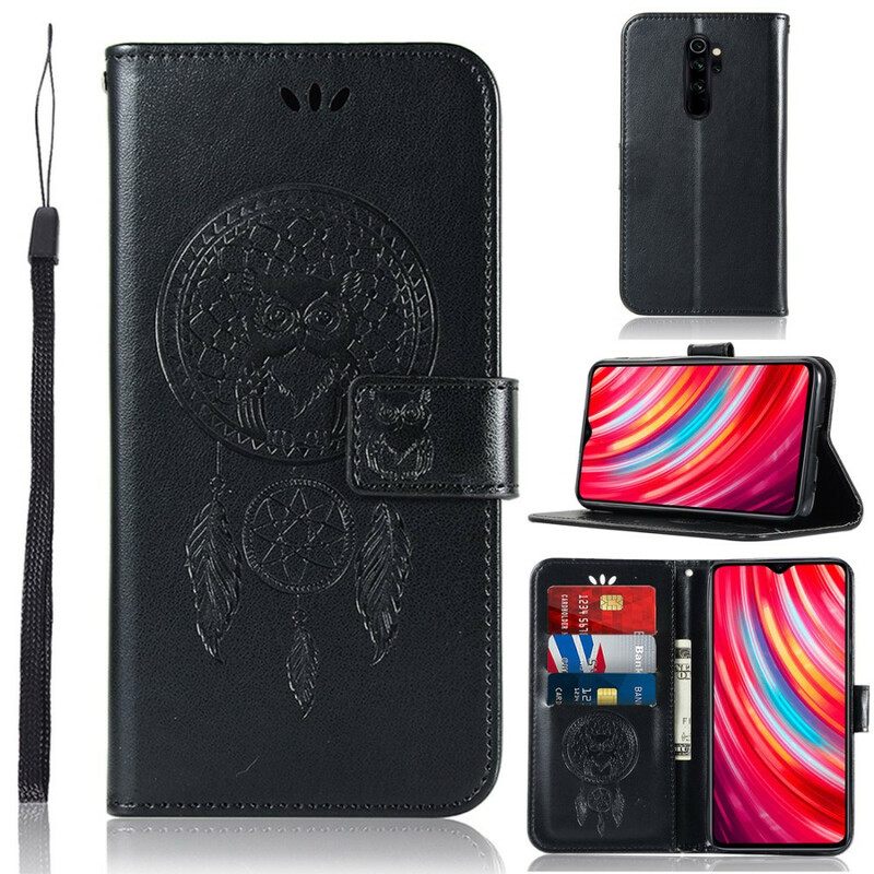 Kotelot Xiaomi Redmi Note 8 Pro Nahkaefekti Dreamcatcher Pöllö