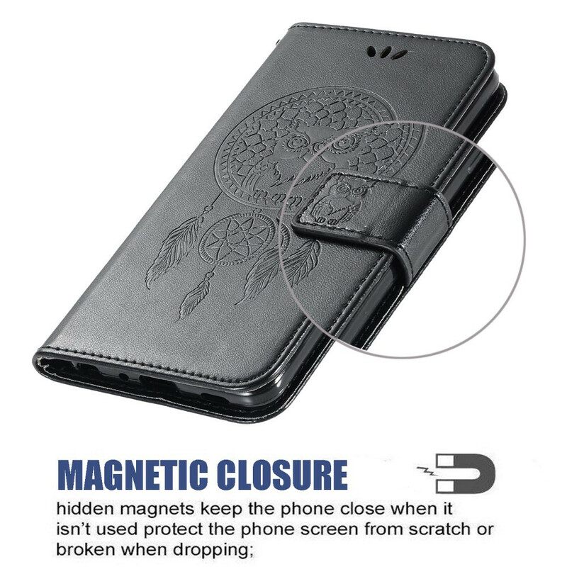 Kotelot Xiaomi Redmi Note 8 Pro Nahkaefekti Dreamcatcher Pöllö