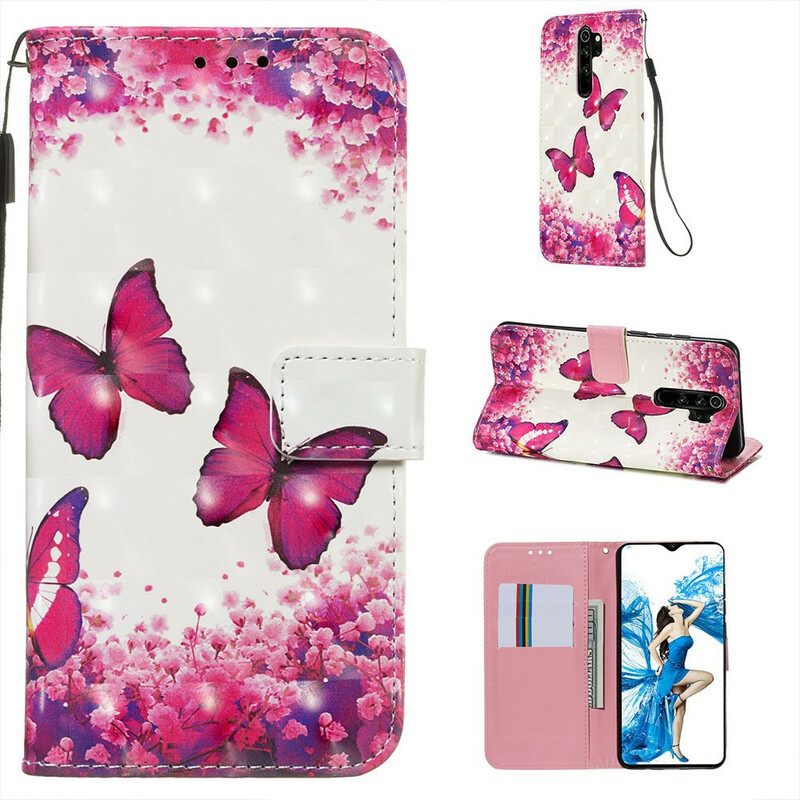 Kotelot Xiaomi Redmi Note 8 Pro Red Butterflies