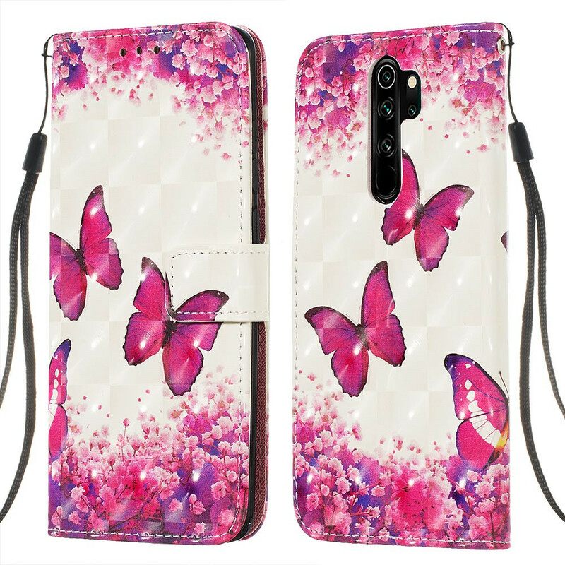 Kotelot Xiaomi Redmi Note 8 Pro Red Butterflies