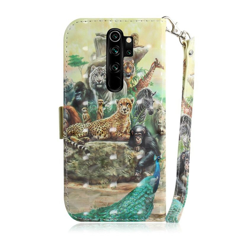 Nahkakotelo Xiaomi Redmi Note 8 Pro Suojaketju Kuori Animal Safari Stringit