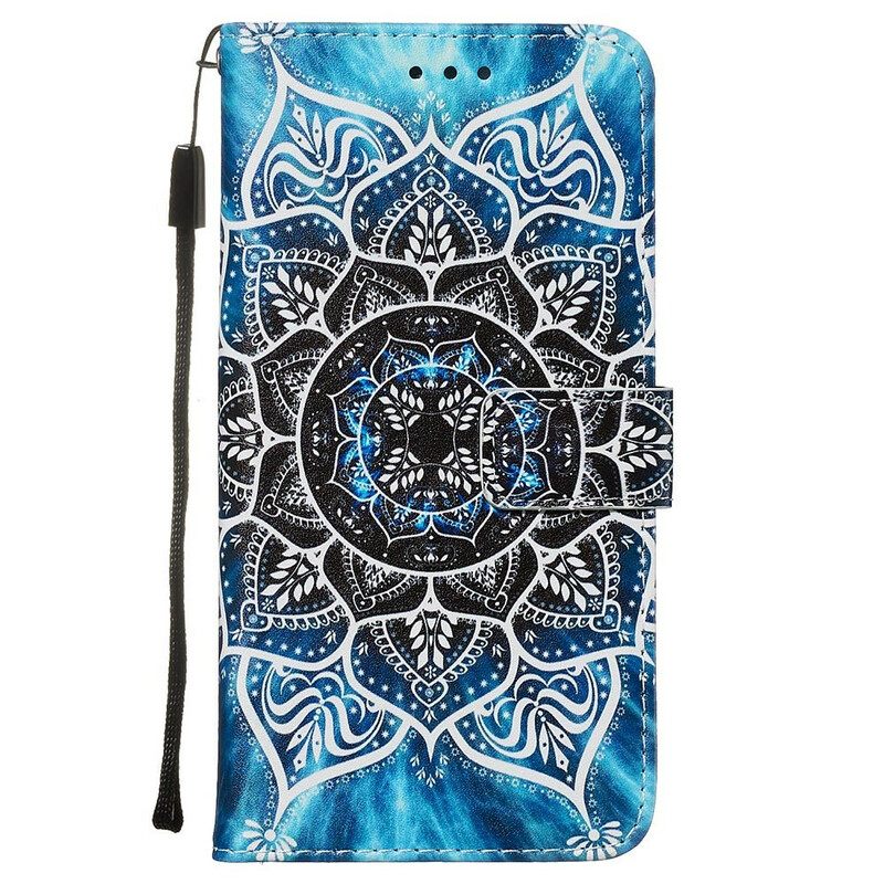 Nahkakotelo Xiaomi Redmi Note 8 Pro Suojaketju Kuori Black Strappy Mandala