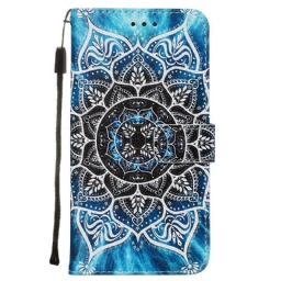 Nahkakotelo Xiaomi Redmi Note 8 Pro Suojaketju Kuori Black Strappy Mandala