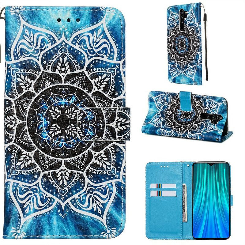 Nahkakotelo Xiaomi Redmi Note 8 Pro Suojaketju Kuori Black Strappy Mandala