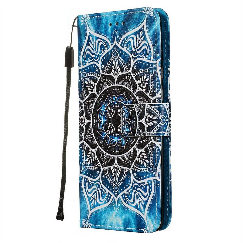 Nahkakotelo Xiaomi Redmi Note 8 Pro Suojaketju Kuori Black Strappy Mandala