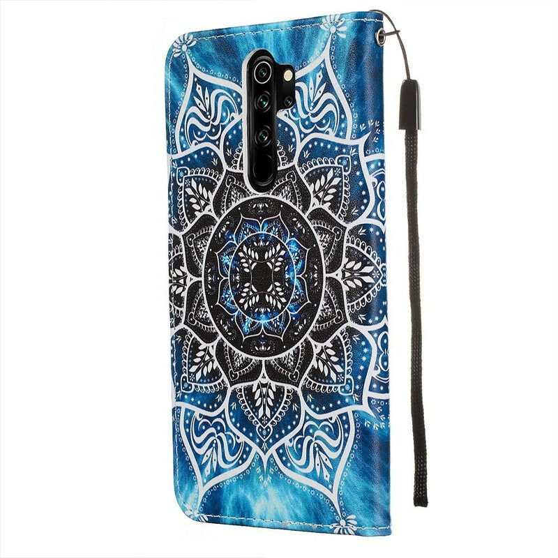 Nahkakotelo Xiaomi Redmi Note 8 Pro Suojaketju Kuori Black Strappy Mandala