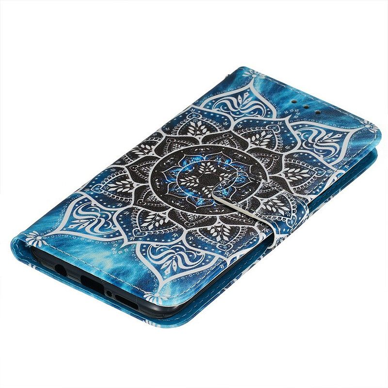 Nahkakotelo Xiaomi Redmi Note 8 Pro Suojaketju Kuori Black Strappy Mandala