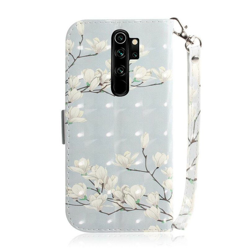 Nahkakotelo Xiaomi Redmi Note 8 Pro Suojaketju Kuori Strap Kukkiva Puu