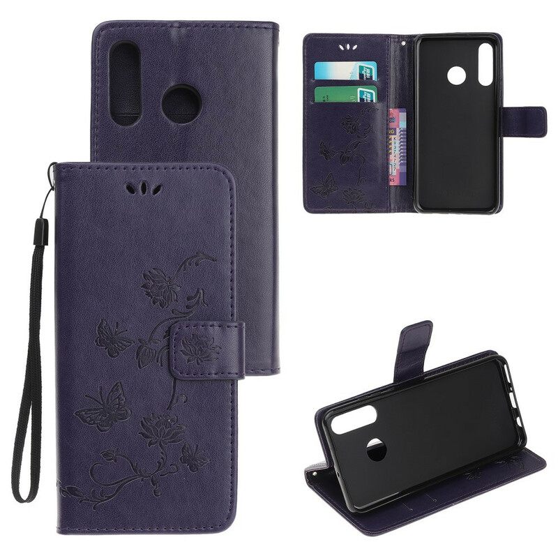 Kotelot Huawei P Smart 2019 / Honor 10 Lite Suojaketju Kuori Butterflies And Flowers Strap