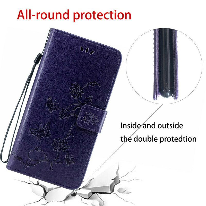 Kotelot Huawei P Smart 2019 / Honor 10 Lite Suojaketju Kuori Butterflies And Flowers Strap