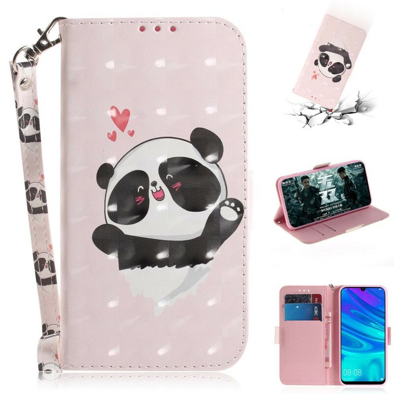 Nahkakotelo Huawei P Smart 2019 / Honor 10 Lite Suojaketju Kuori Panda Love In Lanyard