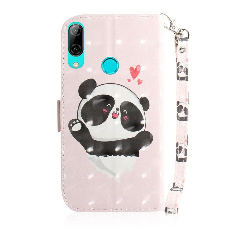 Nahkakotelo Huawei P Smart 2019 / Honor 10 Lite Suojaketju Kuori Panda Love In Lanyard