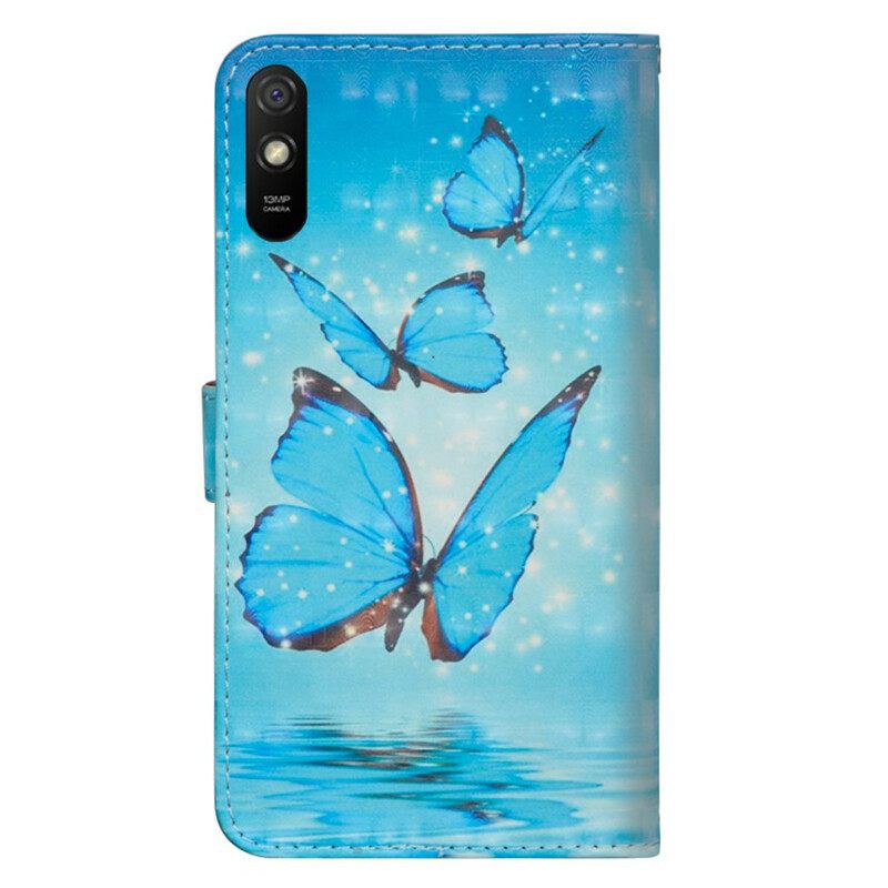 Kotelot Xiaomi Redmi 9A Flying Blue Butterflies