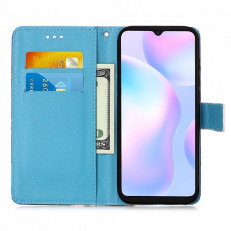 Kotelot Xiaomi Redmi 9A Suojaketju Kuori Eiffel-tornin Perhoset Kaulanauhalla