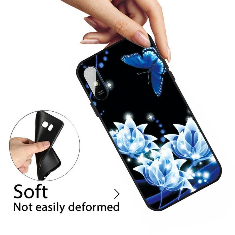 Kuori Xiaomi Redmi 9A Butterfly Ja Blue Flowers