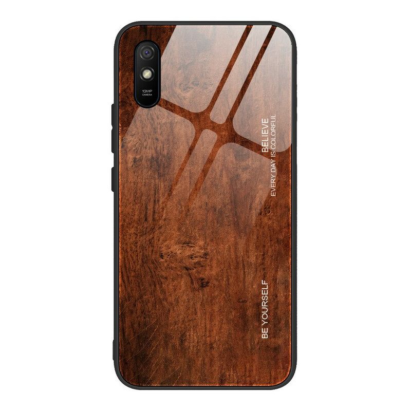 Kuori Xiaomi Redmi 9A Tempered Glass Wood Design