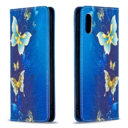 Puhelinkuoret Xiaomi Redmi 9A Kotelot Flip Blue Butterflies