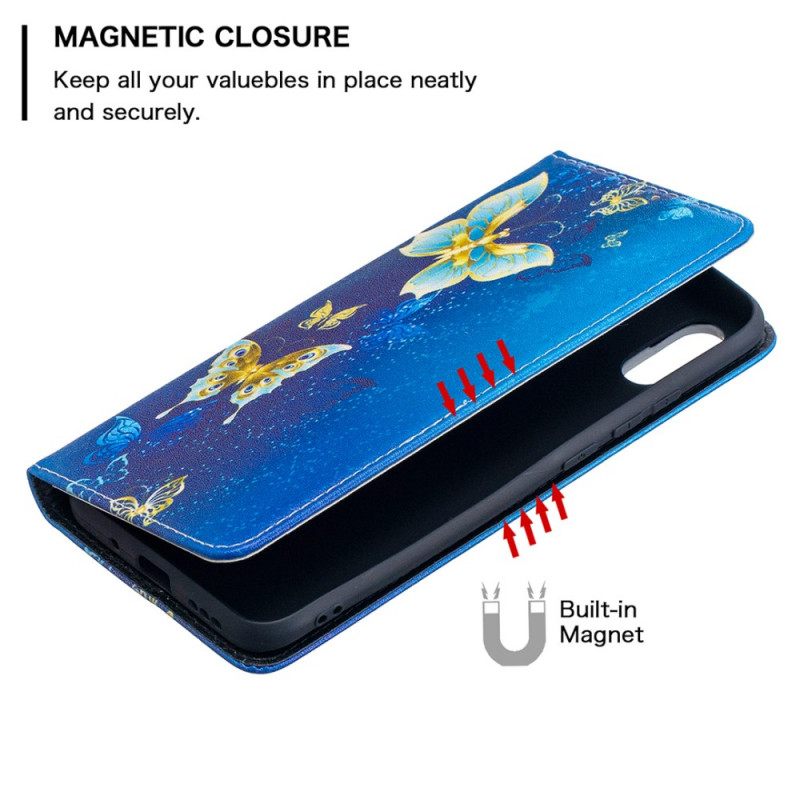 Puhelinkuoret Xiaomi Redmi 9A Kotelot Flip Blue Butterflies