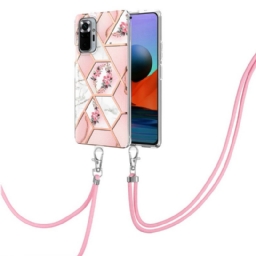 Case Xiaomi Redmi Note 10 Pro Kiristysnyörillä Floral Marble Cordille