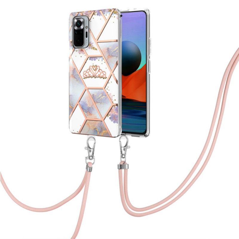 Case Xiaomi Redmi Note 10 Pro Kiristysnyörillä Floral Marble Cordille