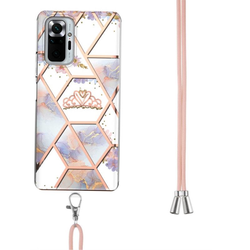 Case Xiaomi Redmi Note 10 Pro Kiristysnyörillä Floral Marble Cordille