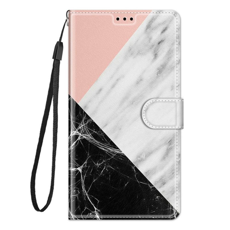 Flip Case Xiaomi Redmi Note 10 Pro Marble Kaulanauhalla