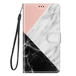 Flip Case Xiaomi Redmi Note 10 Pro Marble Kaulanauhalla