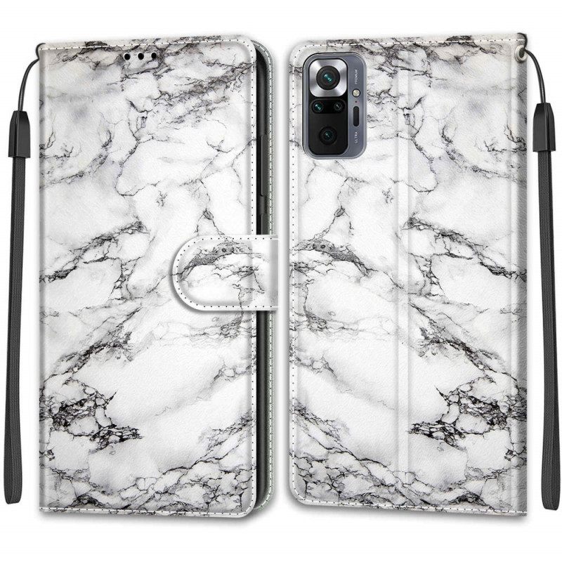 Flip Case Xiaomi Redmi Note 10 Pro Marble Kaulanauhalla