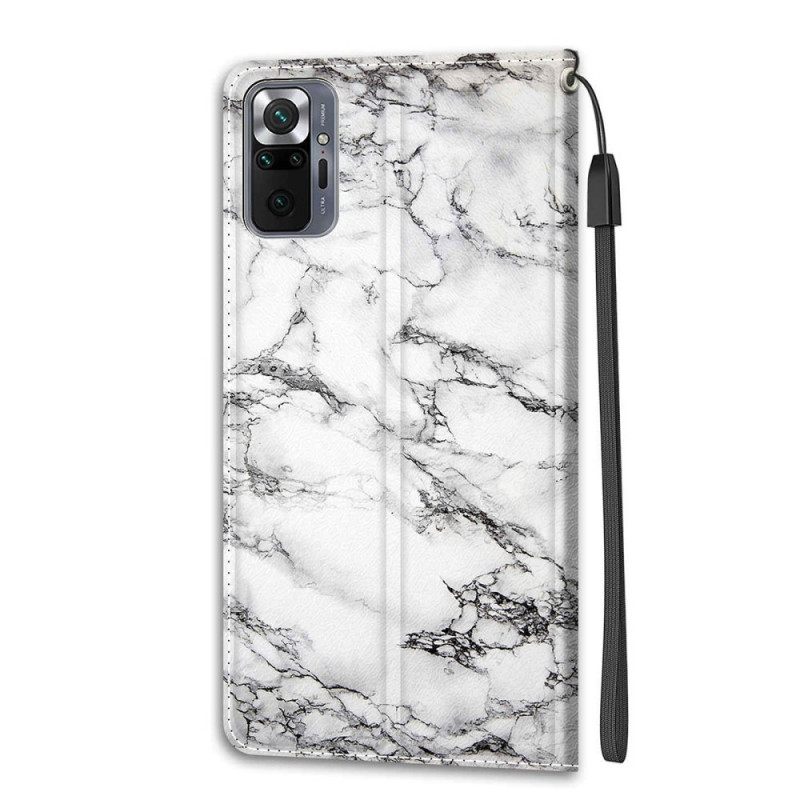 Flip Case Xiaomi Redmi Note 10 Pro Marble Kaulanauhalla