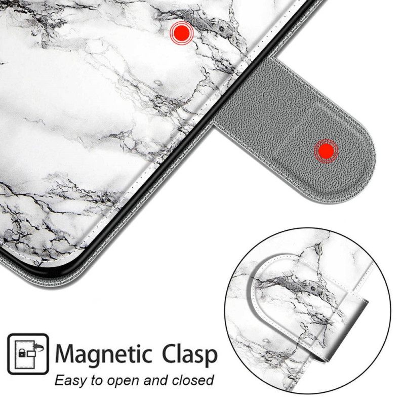 Flip Case Xiaomi Redmi Note 10 Pro Marble Kaulanauhalla