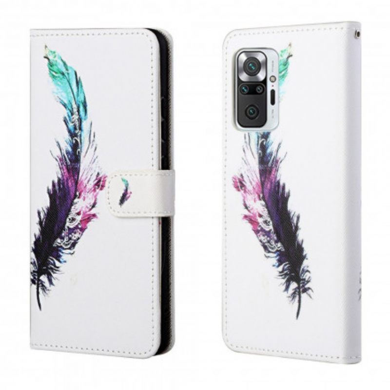 Flip Case Xiaomi Redmi Note 10 Pro Suojaketju Kuori Feather Kaulanauhalla