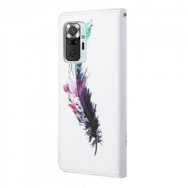 Flip Case Xiaomi Redmi Note 10 Pro Suojaketju Kuori Feather Kaulanauhalla