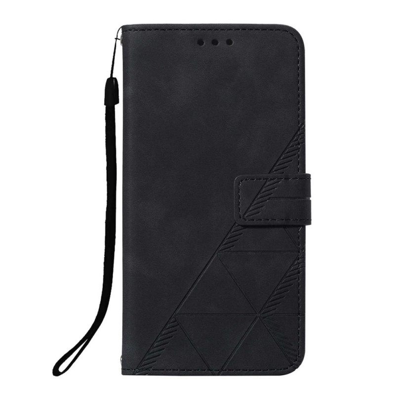 Flip Case Xiaomi Redmi Note 10 Pro Suojaketju Kuori Geometric Leather Strappy Style