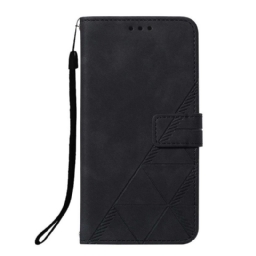 Flip Case Xiaomi Redmi Note 10 Pro Suojaketju Kuori Geometric Leather Strappy Style