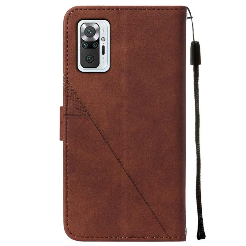 Flip Case Xiaomi Redmi Note 10 Pro Suojaketju Kuori Geometric Leather Strappy Style