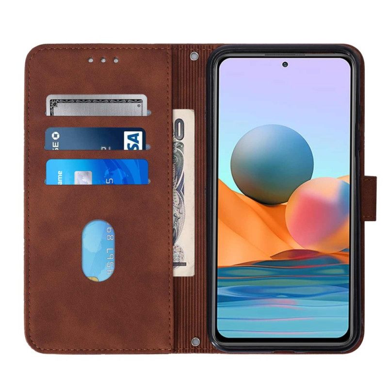 Flip Case Xiaomi Redmi Note 10 Pro Suojaketju Kuori Geometric Leather Strappy Style