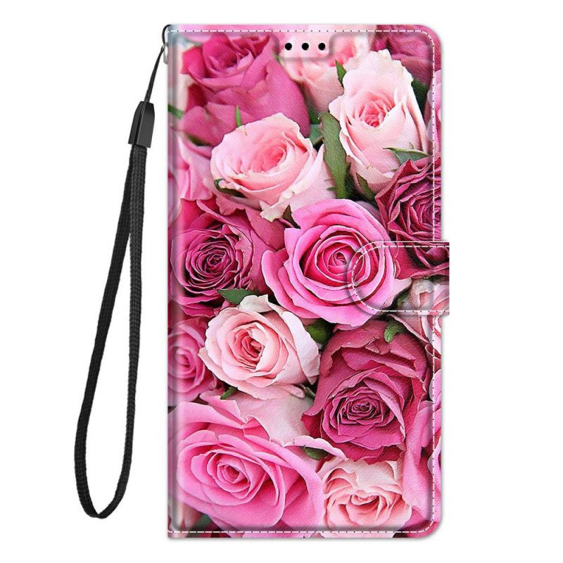 Flip Case Xiaomi Redmi Note 10 Pro Suojaketju Kuori Strappy Roses