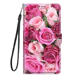 Flip Case Xiaomi Redmi Note 10 Pro Suojaketju Kuori Strappy Roses