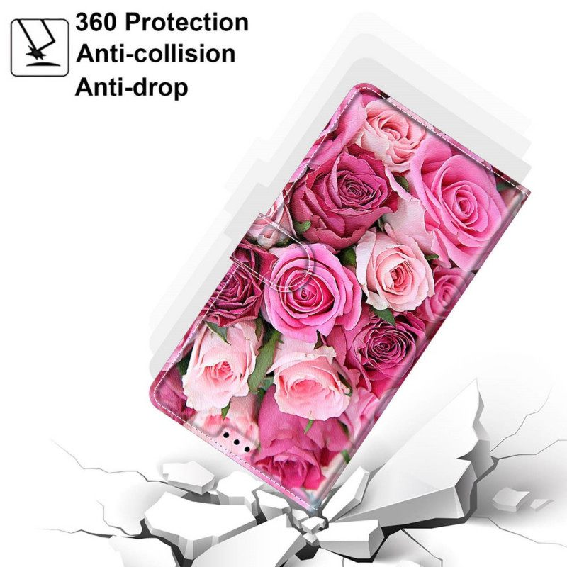 Flip Case Xiaomi Redmi Note 10 Pro Suojaketju Kuori Strappy Roses