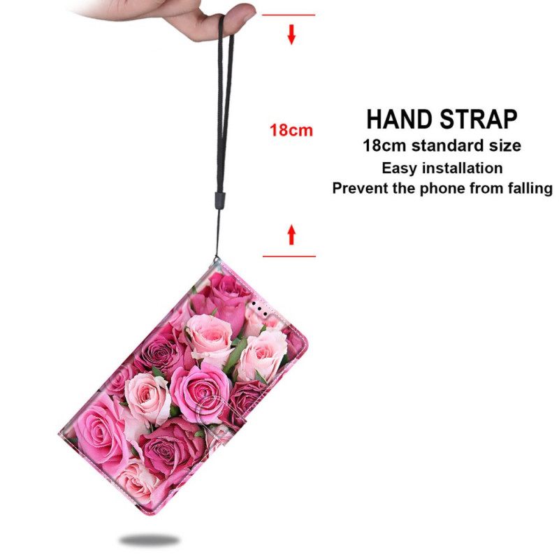 Flip Case Xiaomi Redmi Note 10 Pro Suojaketju Kuori Strappy Roses