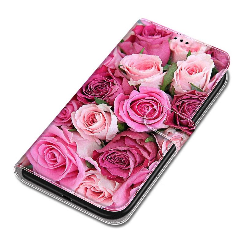 Flip Case Xiaomi Redmi Note 10 Pro Suojaketju Kuori Strappy Roses