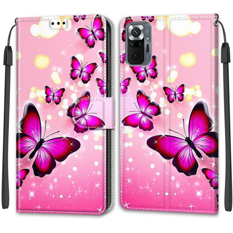 Kotelot Xiaomi Redmi Note 10 Pro Butterflies Ja Lanyard