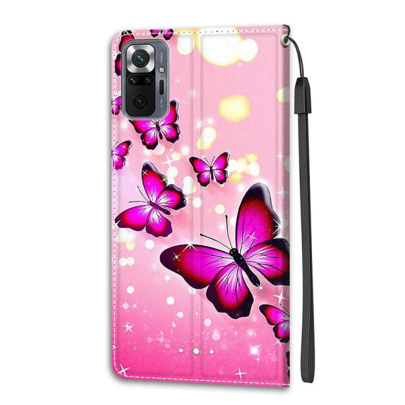 Kotelot Xiaomi Redmi Note 10 Pro Butterflies Ja Lanyard